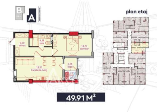 Bloc Nou! Ciocana, bd. Mircea cel Bătrân, 1 cameră + living. Variantă albă!: 1