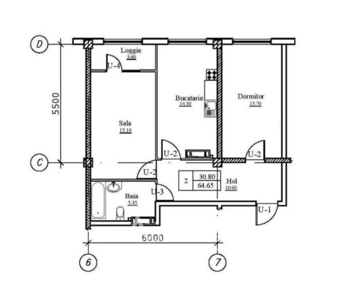Bloc Nou! Sculeni, str. Calea Ieșilor, 2 camere. Variantă albă!: 2