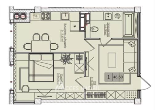 Estate Invest! New Block! Telecenter, Ialoveni street, 1 room + living. White version!: 2