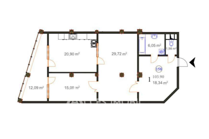 New Block! Ginta Latina street, Ciocana, 2 rooms + living. White version!: 10