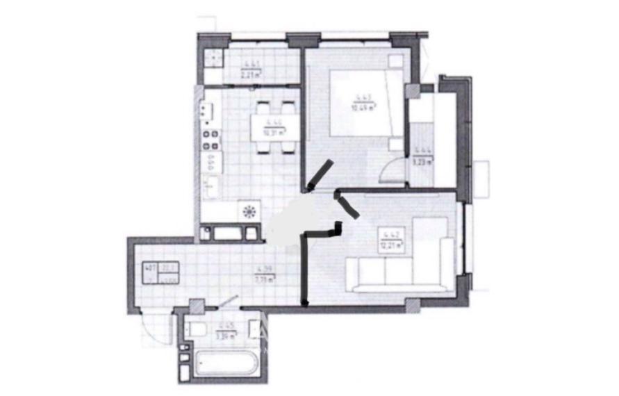 Solomon Construct! New Block! Telecentru, Ialoveni street, 2 rooms. White version!: 5