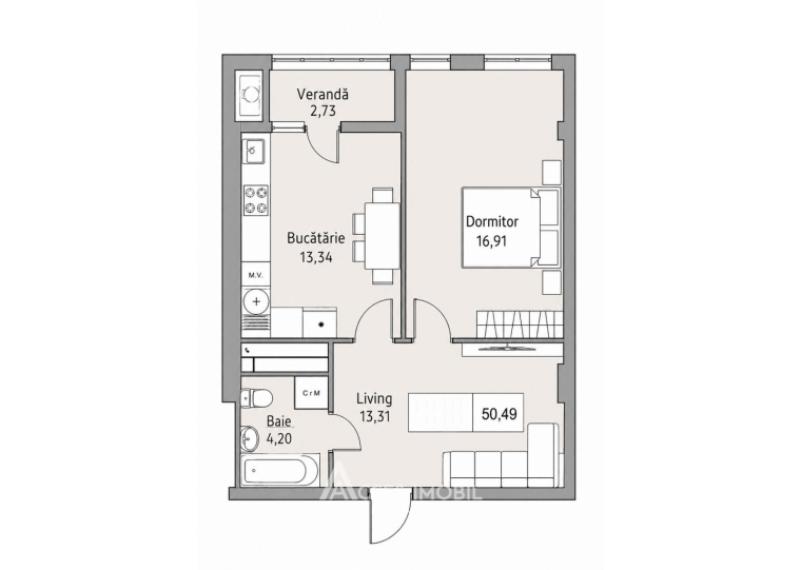 Lagmar! str. Ceucari, Poșta Veche, 1 cameră + living. Variantă albă!: 1