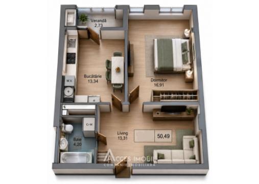 Lagmar! str. Ceucari, Poșta Veche, 1 cameră + living. Variantă albă!: 2