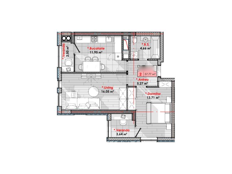 SMART HOME! Lagmar! Рышкановка, ул. Т. Владимиреску, 2 комнаты. Белый вариант!: 1
