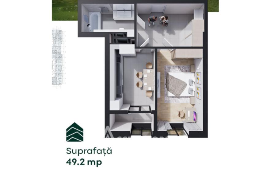 Poliprim-Grup! Durlești, str. Nicolae Dimo, 1 cameră + living. Variantă albă!: 2