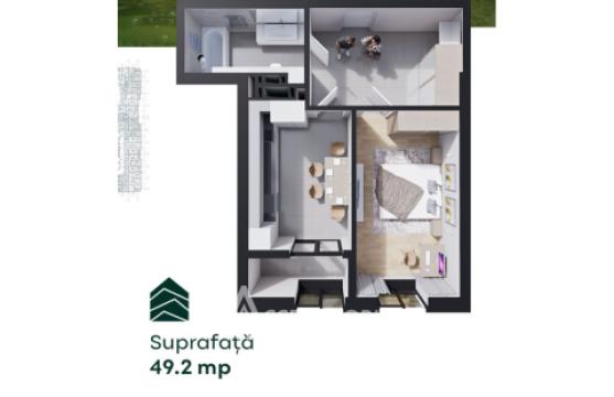 Poliprim-Grup! Durlești, str. Nicolae Dimo, 1 cameră + living. Variantă albă!: 2