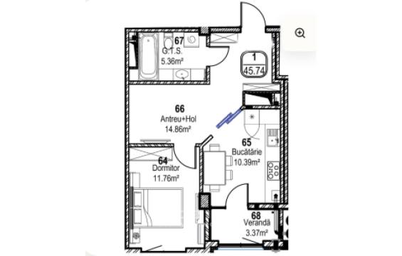Horus! New Block! Râșcani, Tudor Vladimirescu Street, 1 room + living room. Autonomous heating!: 4