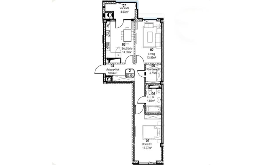 Horus! New Block! Râșcani, Tudor Vladimirescu street, 2 rooms + living room. Middle position!: 4