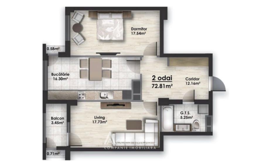 Varincom! Bloc Nou! Râșcani, bd. Renașterii, 2 camere + living. Euroreparație!: 15