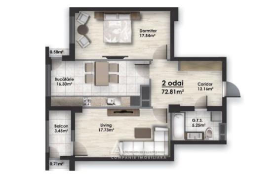 Varincom! Bloc Nou! Râșcani, bd. Renașterii, 2 camere + living. Euroreparație!: 15