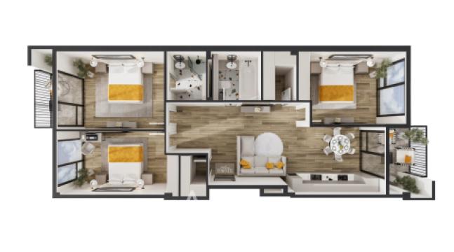 Solomon Construct! Botanica, str. Grenoble, 3 camere + living. Varianta albă! GRENOBLE RESIDENCE!: 5