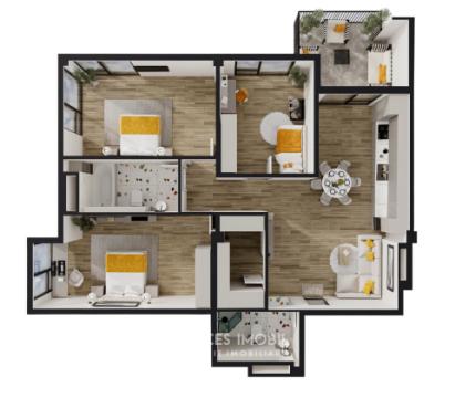 Solomon Construct! Botanica, str. Grenoble, 3 camere + living. Varianta albă! GRENOBLE RESIDENCE!: 4