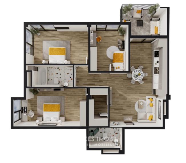 Solomon Construct! Botanica, str. Grenoble, 3 camere + living. Varianta albă! GRENOBLE RESIDENCE!: 1