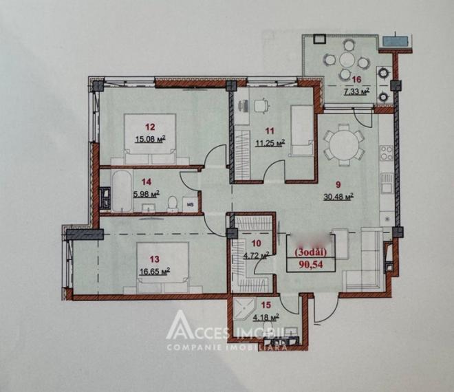 Solomon Construct! Botanica, str. Grenoble, 3 camere + living. Varianta albă! GRENOBLE RESIDENCE!: 2