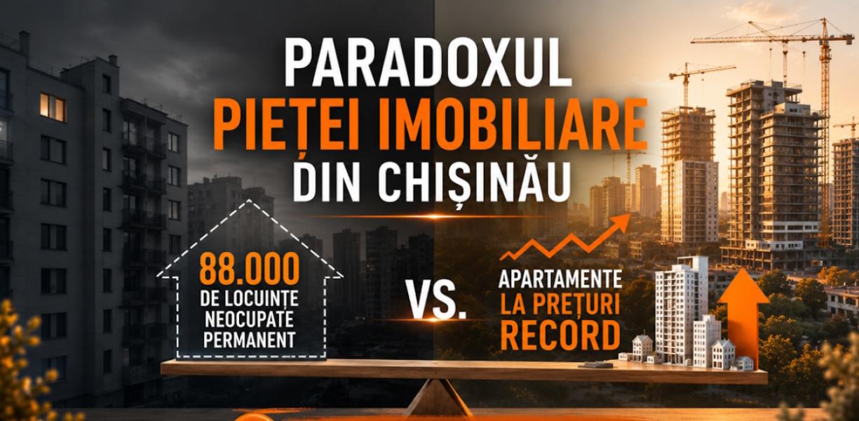 Paradoxul pieței imobiliare din Chișinău: 88.000 de locuințe neocupate, dar prețuri la un maxim istoric