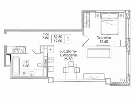 Estate Invest! Bloc Nou! Telecentru, str. Ialoveni, 1 cameră + living. De mijloc!: 3