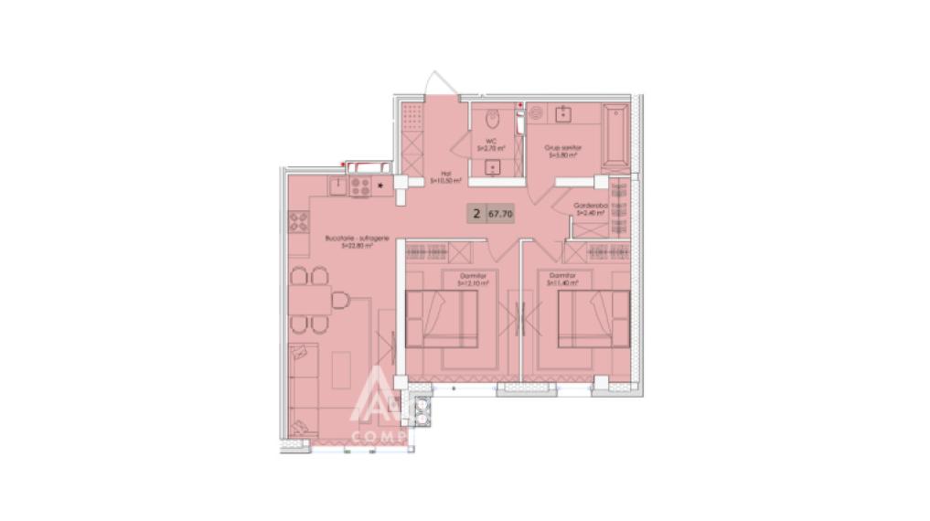 New Block! Telecentru, Ialoveni street, 2 rooms. Middle position!: 5