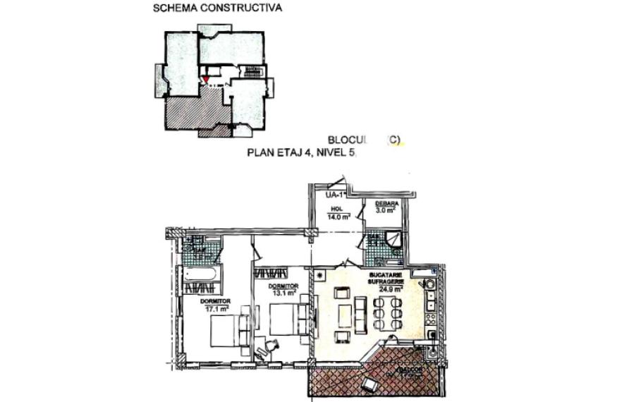 Satul German! Bloc Nou! Botanica, str. Dacia, 2 camere + living. Priveliște panoramică! Încălzire autonomă!: 12