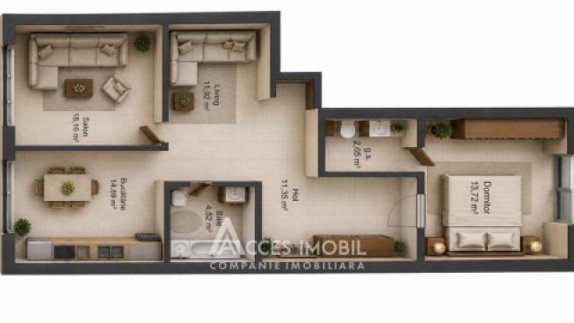 Casa Icam! Bloc Nou! Botanica, str. Burebista, 2 camere + living. Varianta albă! Priveliște! Încălzire autonomă!: 11