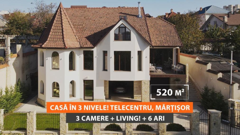 Casă în 3 nivele! Telecentru, str. Mărțișor, 520m2 + 6 ari! Euroreparație!: 0