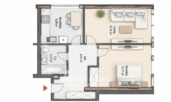 Bloc Nou! Telecentru, șos. Hâncești, 2 camere + living. În construcție! De mijloc!: 5