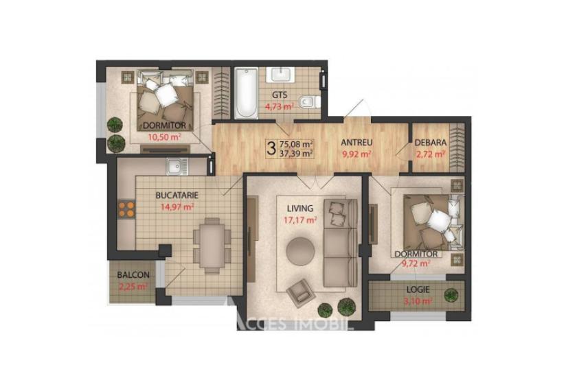 Bloc Nou! bd. Moscova, Râșcani, 3 camere + living. Euroreparație! + 2 Parcări Subterane!: 12