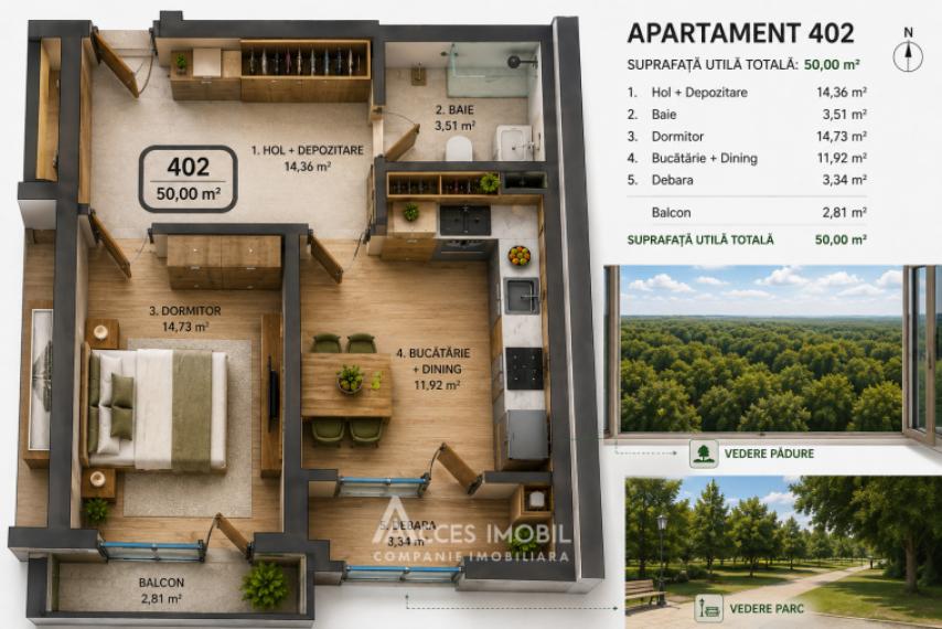 Astercon! Bloc Nou! Durlești, str. Durlești, 2 camere + living. De mijloc!: 1