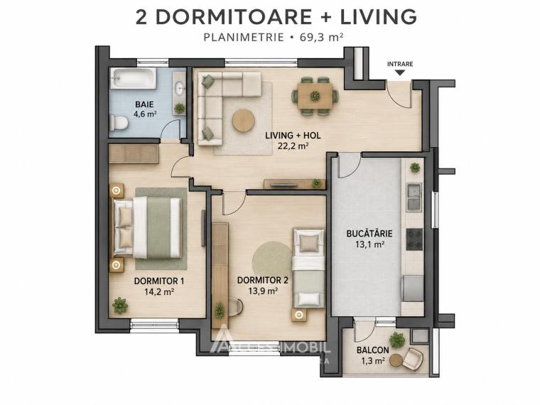 Golban Trade! New Block! Durlesti, Regina Elisabeta street, 2 rooms + living room. White version!: 1