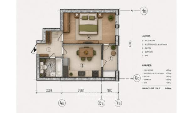 SkyHouse! Bloc Nou! Botanica, str. Cetatea Albă, 1 cameră. Varianta albă! De mijloc!: 2