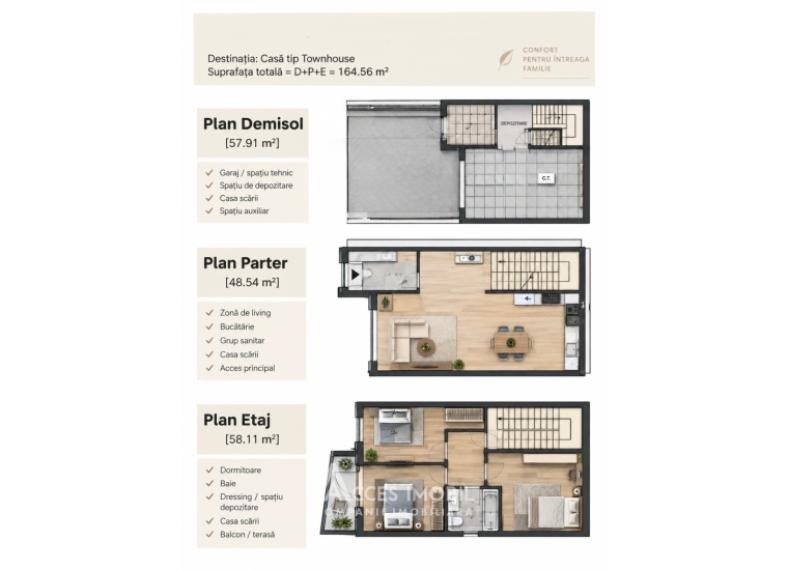 TownHouse în 3 niveluri! Buiucani, str. Bisericii, 4 camere, 164m² + 1 ar. În construcție!: 6