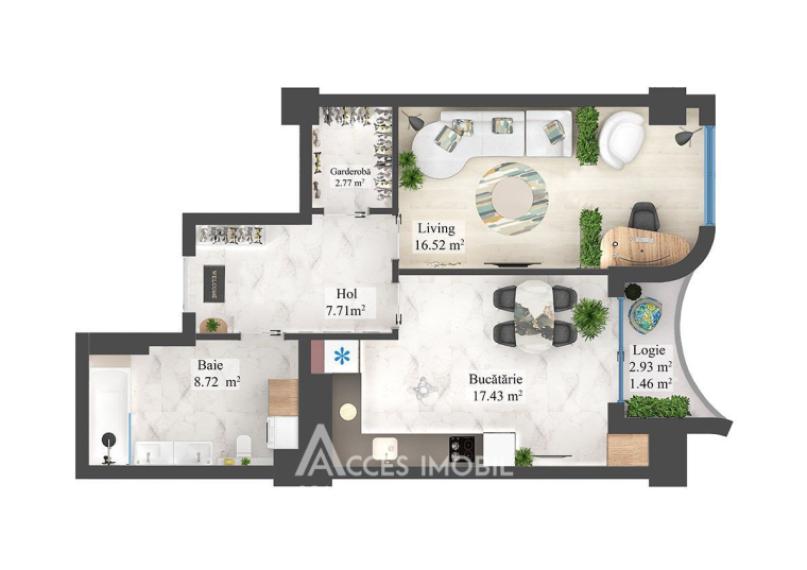 Bloc Nou! Râșcani, str. Pietrăriei, 1 cameră + living!: 3