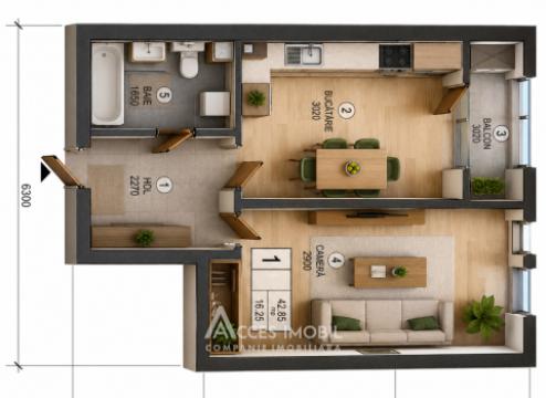 SkyHouse! Bloc Nou! Botanica, str. Cetatea Albă, 1 cameră. Varianta albă!: 3