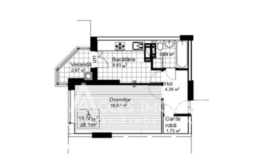 Bloc Nou! Ciorescu, str. Viilor, 1 cameră + living. Varianta albă! De mijloc!: 7