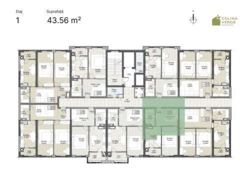 Colina Verde Residence! Новострой! Дурлешты, ул. Режеле Михай 1, 1 комната + гостиная. На этапе строительства!: 2