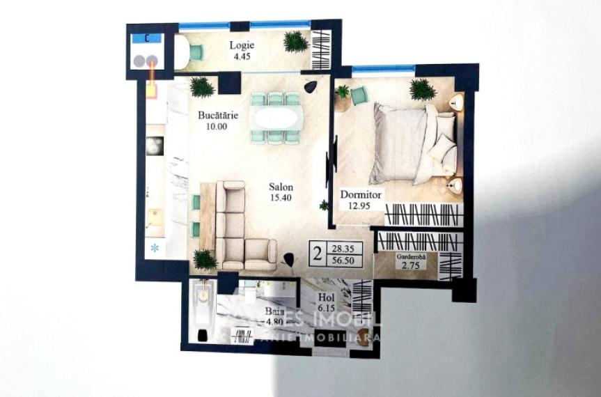 Newton House! Botanica, str. Grădina Botanică, 1 cameră + living. Variantă Albă!: 2