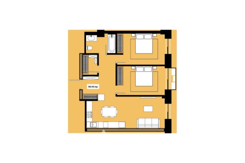Bloc Nou! Râșcani, bd. Renașterii Naționale, 2 camere + living. Varianta albă!: 6