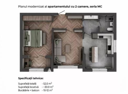 Botanica, bd. Dacia, 2 camere. Seria MS! Localizare de mijloc!: 1