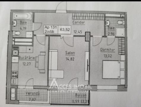 Bloc Nou! Poșta Veche, str. Iazului, 2 camere + living. În construcție! Localizare de mijloc!: 1