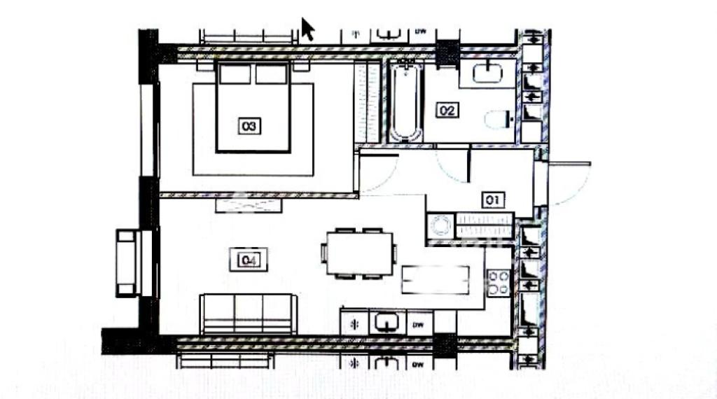 New Block! Riscani, Renașterii Naționale Blvd, 1 room + living room. Under construction! Middle position!: 2
