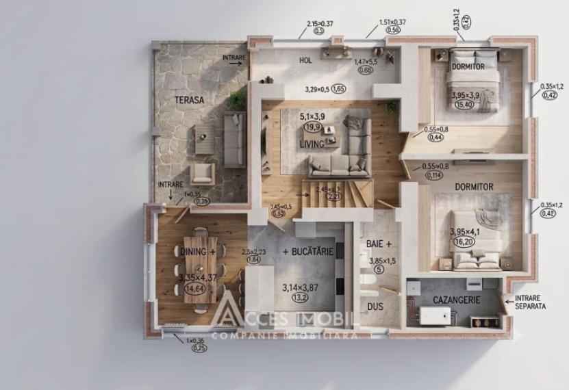 Casă în 2 niveluri! Grătiești, str. Miorița, 3 camere + living, 230m2 + 5 ari. Euroreparație!: 40