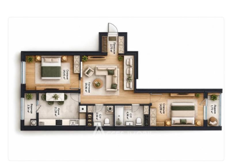 Astercon! New Block! Durlești, Durlești Street, 2 rooms + living room. White Version!: 1