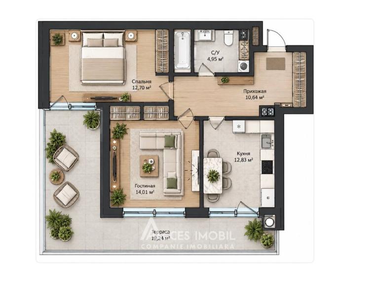 Astercon! New Block! Durlești, Durlești Street, 2 rooms + living room. White version!: 2
