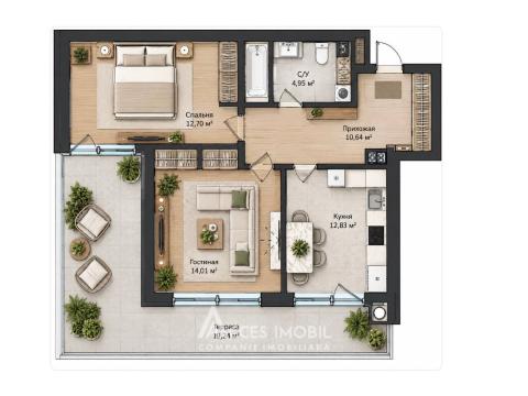 Astercon! New Block! Durlești, Durlești Street, 2 rooms + living room. White version!: 2