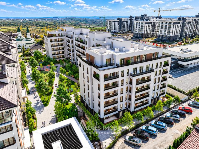 Esterra Park! Durlești, Regele Carol Street, 2 rooms + living room and private PATIO. White version!: 0