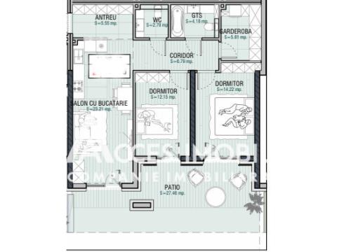 Esterra Park! Durlești, Regele Carol Street, 2 rooms + living room and private PATIO. White version!: 5