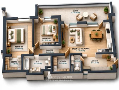 Penthouse Esterra Park! New Block! Durlești, Regele Carol Street. 2 rooms + living room and terrace. White Version!: 6