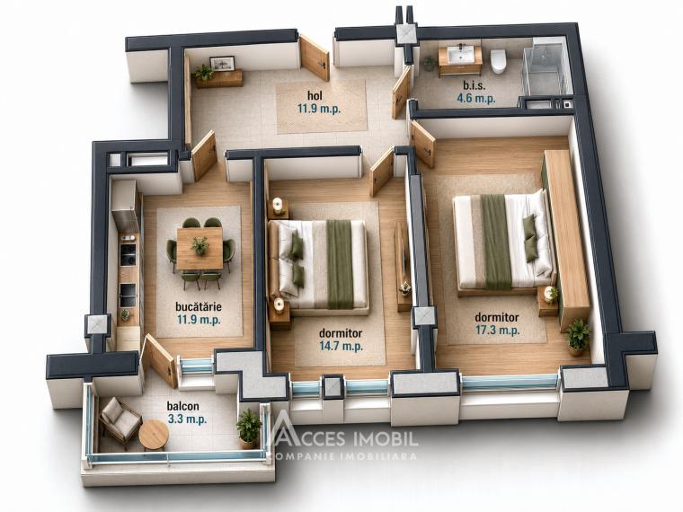 Poliprim-Grup! Durlesti, Nicolae Dimo street, 2 rooms. White version!: 2