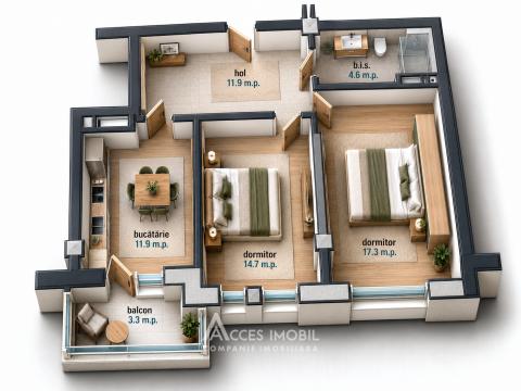 Poliprim-Grup! Durlesti, Nicolae Dimo street, 2 rooms. White version!: 2