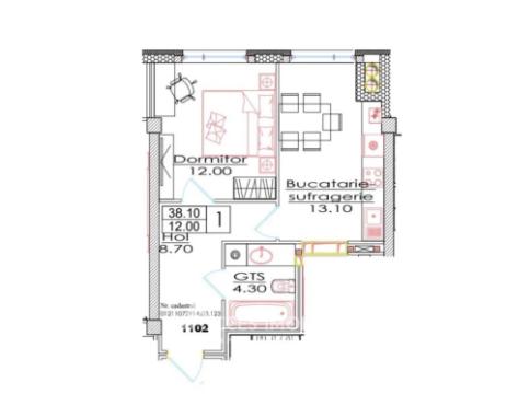 Bloc Nou! Estate Invest! Durlești, str. Ialoveni, 1 cameră. În construcție, localizare de mijloc!: 1
