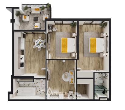 Solomon Construct! Botanica, str. Grenoble, 2 cameră + living. Varianta albă! GRENOBLE RESIDENCE!: 19